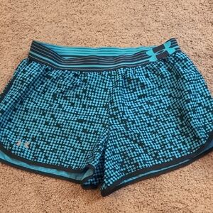 Under Armour Women's Teal and Black Printed Athletic Shorts